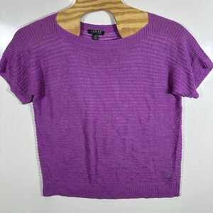 Lauren Ralph Lauren 1X 100% Linen Short Sleeve Open Knit Mesh Sweater‎ Or Vest